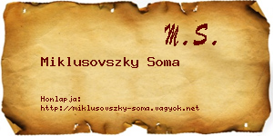 Miklusovszky Soma névjegykártya
